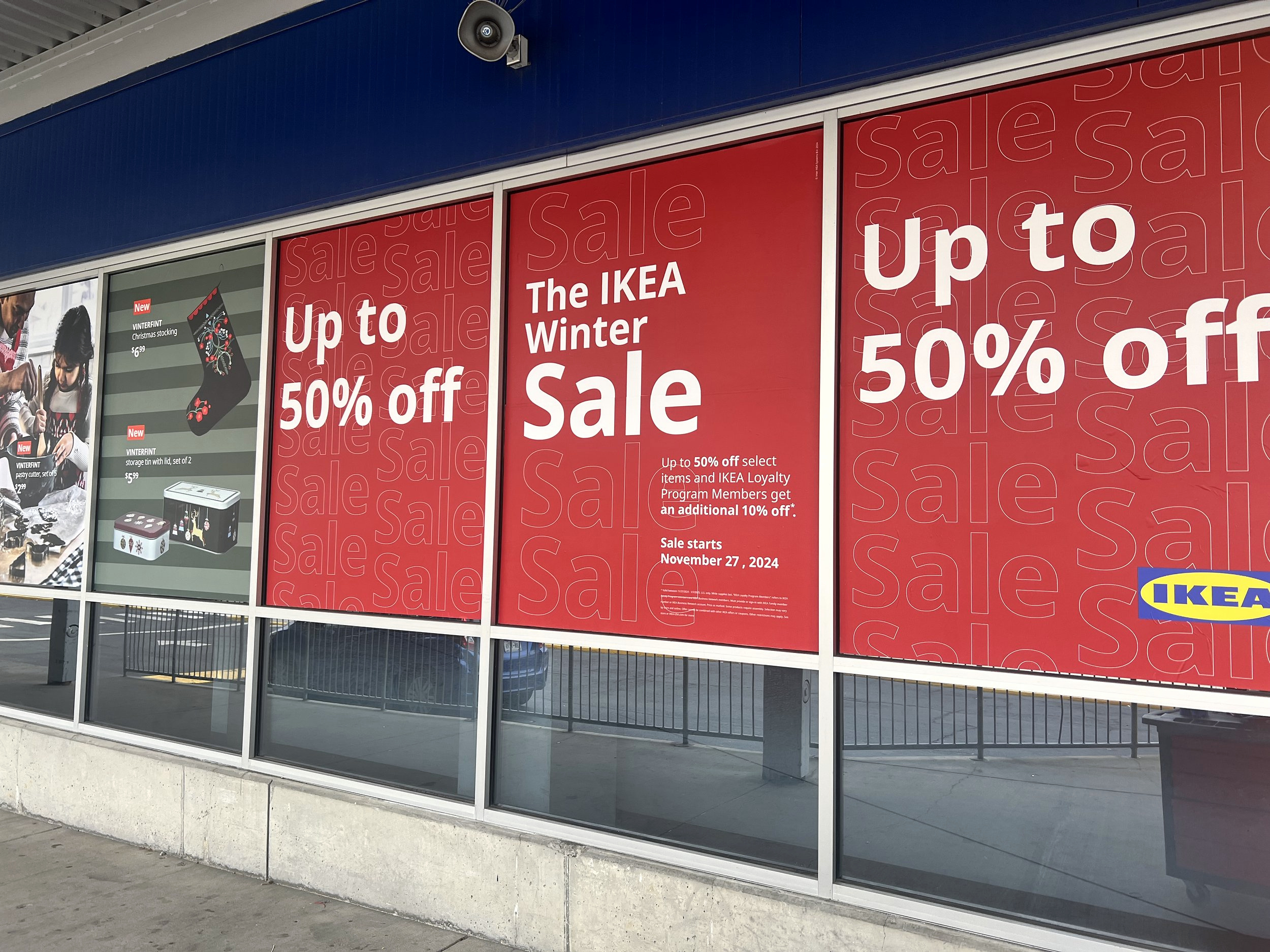 Winter sale window graphics at IKEA Brooklyn